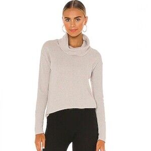 Lucky Brand oatmeal color waffle knit cowl neck top size large